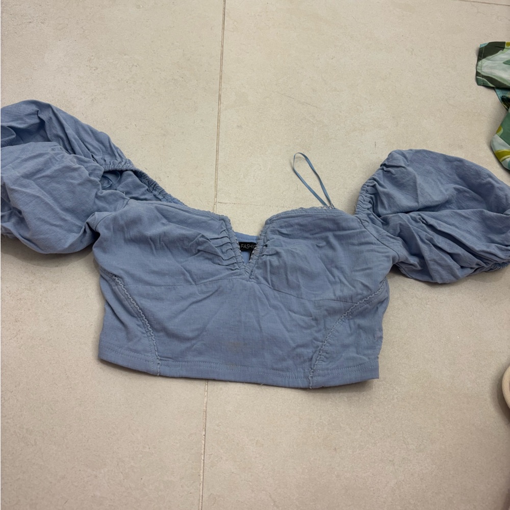 Fashion Nova Light Blue Crop Top